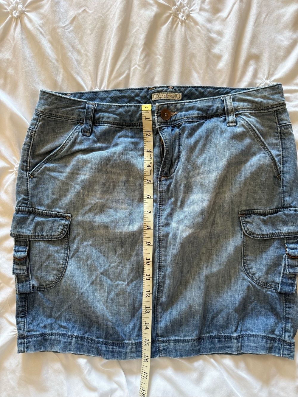 Cargo denim skirt